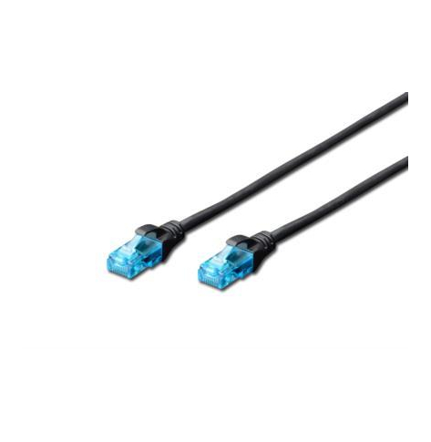 Kabel DIGITUS patch cord UTP CAT.5E czarny 0.25m 15 LGW
