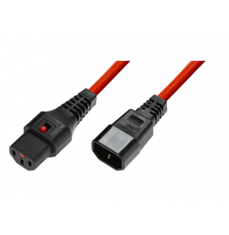 Kabel ASM IEC-PC1387 zasilający IEC LOCK 3x1mm2 C14/C13 M/Ż 3m czerwony