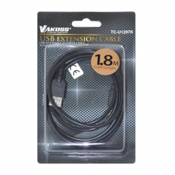 VKO TC-U1297K Vakoss Przedłużacz USB 2.0 A-A F/M 1,8m TC-U1297K, czarny, blister