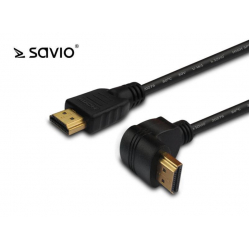 Kabel HDMI Kątowy Ethernet 3D Dolby TrueHD 24k Gold 1,5m - SAVIO SAVKABELCL-04