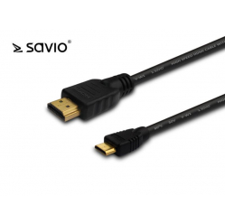 Kabel HDMI-miniHDMI SAVIO CL-09 czarny, złote końcówki, v.1,4 high speed, 1,5m