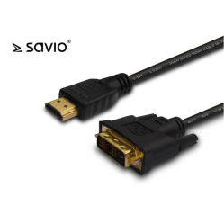 Kabel HDMI - DVI, czarny, złote końcówki 1,5m