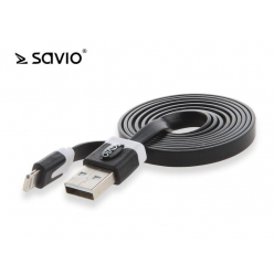 SAVIO SAVKABELCL-73 SAVIO CL-73 Kabel USB - Lightning 8pin, iOS8, iPhone 5/6, Czarny, 1,0m