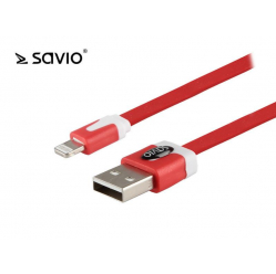 Kabel USB - Lightning 8pin, iOS8, iPhone 5/6, Czerwony, 1m