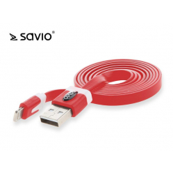 Kabel USB - Lightning 8pin, iOS8, iPhone 5/6, Czerwony, 1m