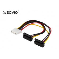 Kabel zasilający MOLEX 4 pin F - 2x SATA 15 pin F kątowy Savio Savak-12 AK-12