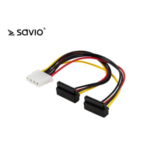 Kabel zasilający MOLEX 4 pin F - 2x SATA 15 pin F kątowy Savio Savak-12 AK-12