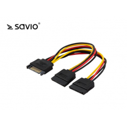 Zasilający Kabel SATA 15 pin do 2 x SATA 15 pin - SAVIO