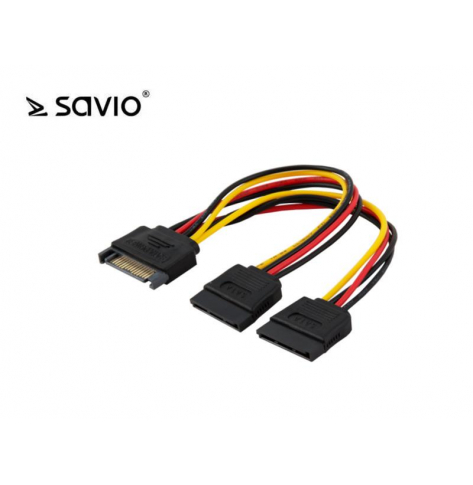 Zasilający Kabel SATA 15 pin do 2 x SATA 15 pin - SAVIO