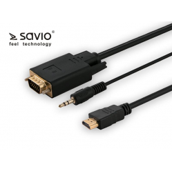 Kabel HDMI - VGA z audio 1,8 m, SAVIO CL-104