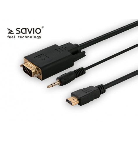 Kabel HDMI - VGA z audio 1,8 m, SAVIO CL-104