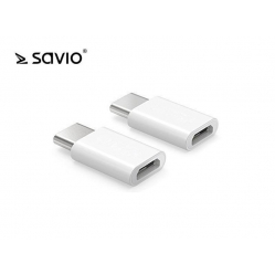 Adapter Micro USB (F) - USB 3.1 Typ C (M) - Biały SAVIO AK-30/W