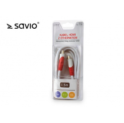 Kabel HDMI, Ethernet, 4K, biały, 1,5 m SAVIO CL-119