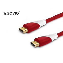 Kabel HDMI SAVIO CL-120, Ethernet, 4K, czerwony, 1,5 m