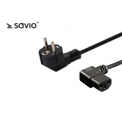 Kabel zasilający SAVIO CL-115 Schuko męski - IEC C13, kątowy 1,2m