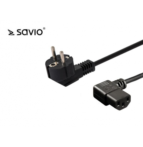 Kabel zasilający SAVIO CL-116 schuko męski - IEC C13 kątowy 1,8m