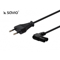 Kabel zasilający SAVIO CL-118 płaski ósemka kątowy 1,8m