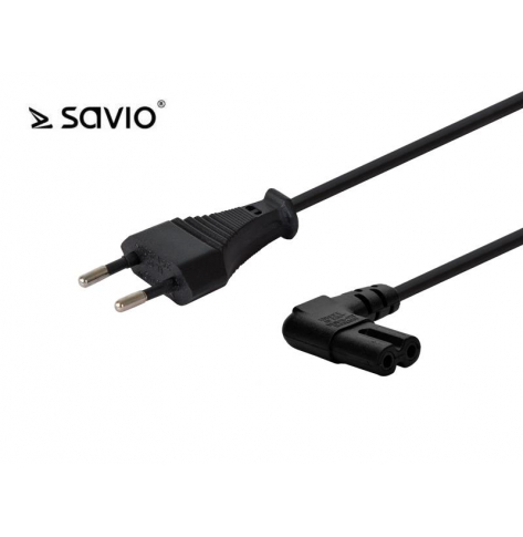 Kabel zasilający SAVIO CL-118 płaski ósemka kątowy 1,8m