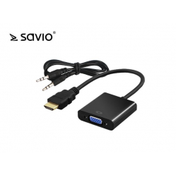 Adapter HDMI - VGA SAVIO CL-23/B z dźwiękiem