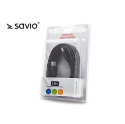 Kabel HDMI v1.4 Ethernet 3D Dolby TrueHD 24k złoty 5m SAVIO CL-08M