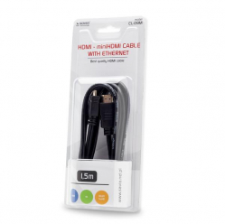 KABEL HDMI-miniHDMI SAVIO CL-09M czarny, złote końcówki, v.1,4 high speed, 1,5m