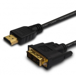 KABEL HDMI 19pin męski - DVI 18+1 męski, czarny, złote końcówki 1,5m