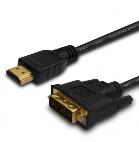 SAVIO CL-10M SAVIO CL-10M KABEL HDMI 19pin męski- DVI 18+1 męski, czarny, złote końcówki 1,5m