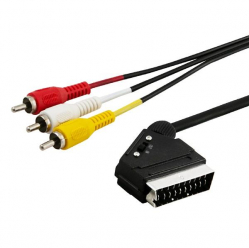 Kabel audio/video SCART – 3xRCA 2m Savio CL-133