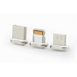 GEMBIRD CC-USB2-AMLM31-1M Gembird kabel USB magnetyczny micro/USB-C/8-pin, blister, szary 1M
