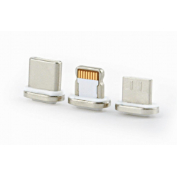 Kabel GEMBIRD USB magnetyczny micro/USB-C/8-pin, szary 1M