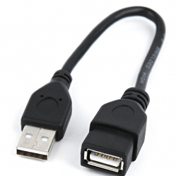 Kabel GEMBIRD USB 2.0 AM-AF przedłużacz 0.15M niklowane końce czarny