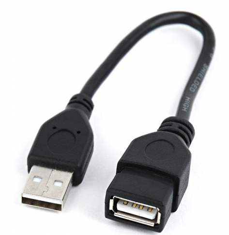 Kabel GEMBIRD USB 2.0 AM-AF przedłużacz 0.15M niklowane końce czarny