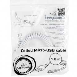 Kabel GEMBIRD CC-mUSB2C-AMBM-6-W Gembird Micro-USB 2.0 spirala, 1.8m, biały