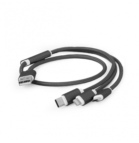 Kabel GEMBIRD USB 3w1 do ładowania micro USB/USB-C/8-pin, czarny, 1m
