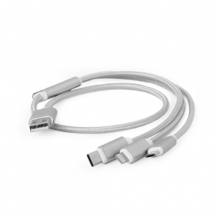 GEMBIRD CC-USB2-AM31-1M-S Gembird kabel USB 3w1 do ładowania micro USB/USB-C/8-pin, srebrny, 1m