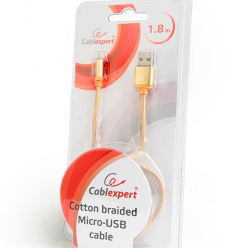 Kabel GEMBIRD micro USB 2.0 AM-MBM5P 1.8M oplot w osłonie metalowej złoty