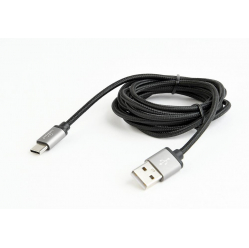 Kabel GEMBIRD USB-C czarny nylonowy oplot metalowe wtyki 1.8m