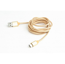 Kabel GEMBIRD USB-C złoty oplot nylonowy, metalowe wtyki, 1.8m