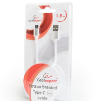 Kabel GEMBIRD USB-C srebrny nylonowy oplot, metalowe wtyki, 1.8m