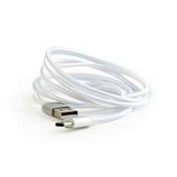 Kabel GEMBIRD USB-C srebrny nylonowy oplot, metalowe wtyki, 1.8m