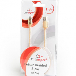 GEMBIRD CCB-mUSB2B-AMLM-6-G Gembird kabel USB do 8-pin, oplot, wtyki w osłonie metalowej, 1.8m, złoty