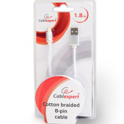 GEMBIRD CCB-mUSB2B-AMLM-6-S Gembird kabel USB do 8-pin, oplot, wtyki w osłonie metalowej, 1.8m,srebrny