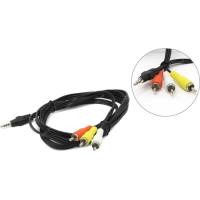 Kabel GEMBIRD audio JACK 3,5mm 4-pin M / 3x RCA CINCH 2M czarny