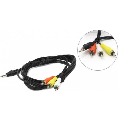 GEMBIRD CCA-4P2R-2M Gembird kabel audio JACK 3,5mm (4-pin) M / 3x RCA (CINCH) M, 2M, czarny