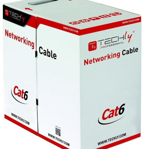 Kabel instalacyjny skrętka UTP Cat6 4x2 drut CCA 305m niebieski TECHLY 025619