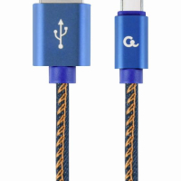 Kabel GEMBIRD USB-C 1m metalowe wtyki, nylonowy oplot denim