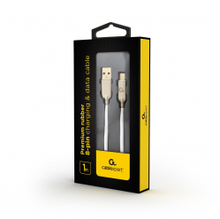 Kabel GEMBIRD Premium USB 8-pin 1m biały metalowe wtyki gumowany