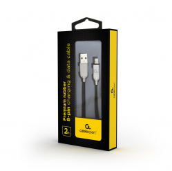 Kabel GEMBIRD Premium USB 8-pin 2m metalowe wtyki gumowany czarny