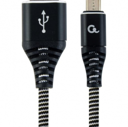 Kabel GEMBIRD Premium Micro USB 2.0 AM-MBM5P Oplot Metalowe Wtyki 1m Czarny/Biały