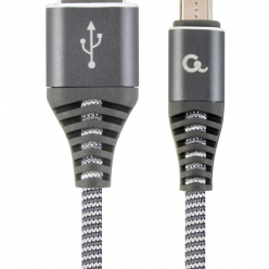 GEMBIRD CC-USB2B-AMmBM-2M-WB2 Gembird premium kabel micro USB 2.0 AM-MBM5P(metalowe wtyki,oplot) 2m,szary/biał